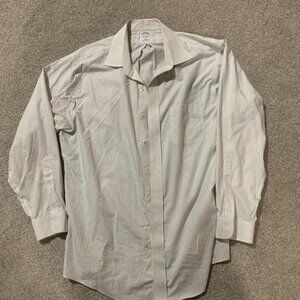 Brooks Brothers: Regent Fit Button Down White Blue Checked | Size: 17-34
